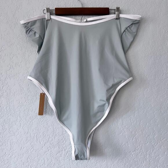 Skims Pacific Blue Sporty Zipper Swim Strapless One Piece Size 4x - Picture 8 of 11